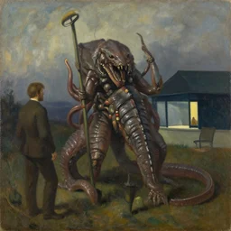 release the kraken!, grant wood, pj crook, edward hopper, oil on canvas