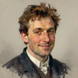 photo of edouard manet with simple smile paint detailed digital artstation, portrait hd 4 k, y greg rutkowski and gaston bussiere and craig mullins and j. c. leyendecker, hd