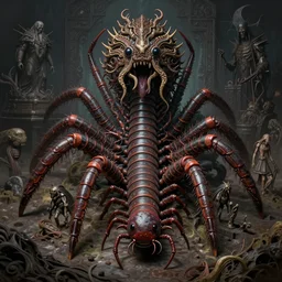 majestic god millipede hybrid portrait, doom, sf, intricate artwork masterpiece, ominous, matte painting, golden ratio, trending on cgsociety, intricate, epic, trending on artstation, by artgerm, h. r. giger and daarken and beksinski, highly detailed, vibrant, production cinematic character render, ultra high quality model
