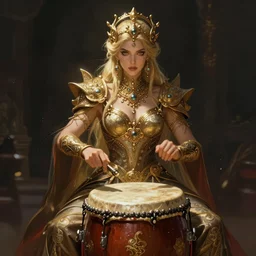 concept fantasy art character design for a powerful Bongo drums player, ornate, detailed, intricate, dnd character,