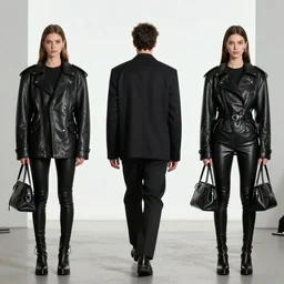 Diamond House of Diamonds, in which a person is walking in a straight line and two girls wearing leather balenciaga topos standing next to each other, realistic, in the style of Craig