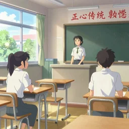 high school classroom scene spring setting, expert high detail concept art, defined, vivid colors, sharp focus, realistic shaded lighting poster, makoto shinkai, rossdraws, loish art style, trending on art station, best selling artist
