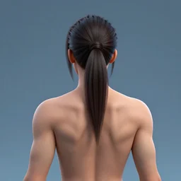 back view of a man with a short ponytail or manbun, 3 d render, 8 k, isolated, ya fantasy