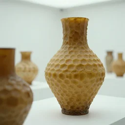 a strange huge honeycomb asymmetric melting vases in the white room, film still from the movie directed by denis villeneuve with art direction by zdzisław beksinski, close up, telephoto lens, shallow depth of field