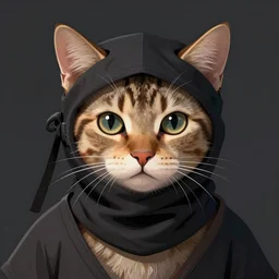 a cat as a ninja, digital art, portrait,