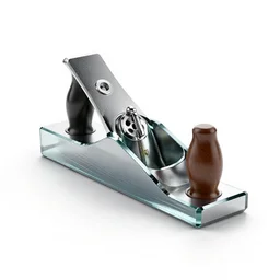 glass hand plane, clean 3d render, octane render, isolated on a pure white background, centered, entire object in frame, sharp focus, soft studio lighting