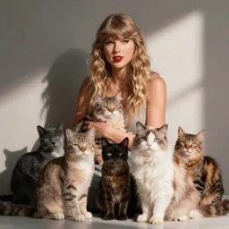 Taylor Swift with her cats
