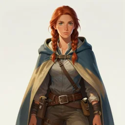portrait of female adventurer, with a cloak, detailed, colorful, Aleriia_V, art station, deviant art, rpg portrait, realistic