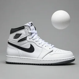 retro futuristic Nike Air Jordan 1 x Off-white sneakers by syd mead, matte painting, geometric shapes