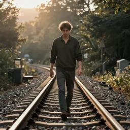 instagram, a man walking on the rail way.