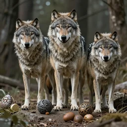 wolves and their treasures. fantasy style, ultra realistic, octane render, unreal engine, raytracing, 8 k highly detailed, trending on artstation, illustration, digital painting, highly detailed render