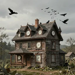 The house of Kriselda Kronos was full of clocks. It was an old house. A little crooked in the course of time, it was located a little way outside the small town, which was in a constant hurry, on a hill. A multitude of tiny turrets adorned its roof, bats and black-winged crows nested under its gables. and black-winged crows fluttered around its crumbling chimney.