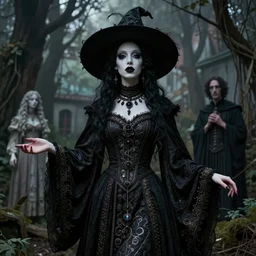 masterpiece portrait enchanting gothic witch girl, by h. r. giger, edmund leighton, rural decay background by zdizslaw beksinski, james jean, 8 k, elegant ceremonial robe details by gustave klimt, occult, volumetric lighting, porcelain skin, cinematic, high detail, hyper photorealism, low angle, trending on pixiv
