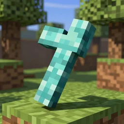 diamond pickaxe from minecraft, sunlight, f - stop, high quality photography,