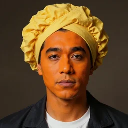 mister clean in a suite with an orange face and a yellow toupe
