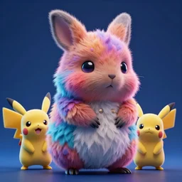 high quality 3 d render cyberpunk very cute multicolor fluffy! quokka hybrid, highly detailed, vray smooth, in the style of detective pikachu, hannah yata charlie immer, dramatic blue light, low angle, uhd 8 k, sharp focus
