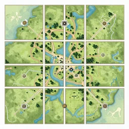 epic map for a dungeons and dragon campaign laid out in quadrants