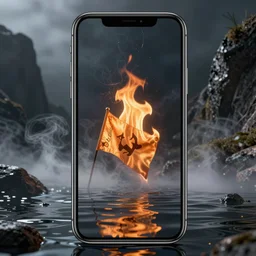 ban phone bait test flag denote flame steam water program