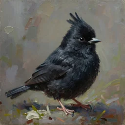 little black bird, creativity, oil painting by jama jurabaev, extremely detailed, brush hard, artstation, for aaa game, high quality, brush stroke