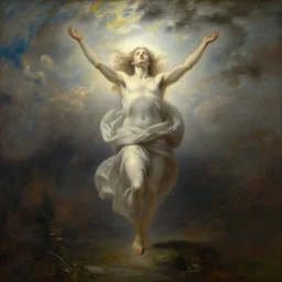 a painting of a soul ascending into the light, art by frank weston benson