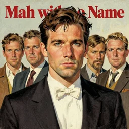 man with no name, pulp book cover character art, portrait. artwork by robert k. abbett, harry bennett, ernest chiriacka, mitchell hooks, robert mcginnis