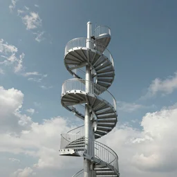 highly detailed photo of 3d spiral shape infinity ladder going towards heaven in the style of Greg Rutswoski, wide angle shot, concept art, 8K detail post-processing