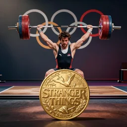 Eleven from Stranger Things winning a gold medal at Olympic Weightlifting
