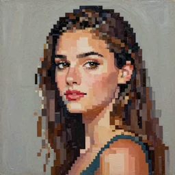 pixel art rooney mara, intricate oil painting by greg rutkowski, trending on artstation