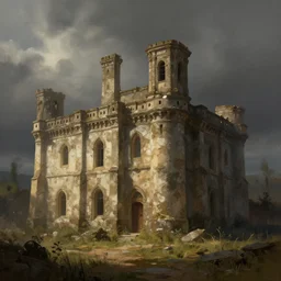 old ancient building, landscape, dramatic lighting by greg rutkowski, digital painting