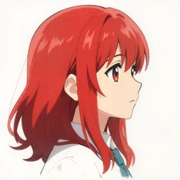 a girl, red hair, 3 / 4 nose sketches, looking side, trending on pixiv, painted by greg rutkowski makoto shinkai takashi takeuchi studio ghibli, akihiko yoshida