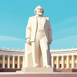 large statue of marx, in the statue park in st. petersburg, vector art, minimalism,