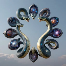 two cosmic serpents eight shape 4k