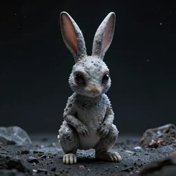 alien rabbit in the space by HR giger, octane render, ambient light, glowing eyes