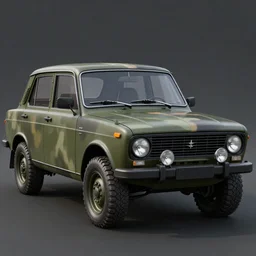 a realistic cg render of a Lada in Military Spec, 8k, Octane