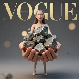 vogue magazine photoshoot woman holding radioactive rocks in her hands, hyper realistic, hyper detailed, fujicolor superia, bokeh background, full body shot, by peter kemp, by monia merlo octane render, blender, 8 k