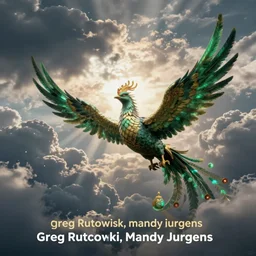 a giant green phoenix in the sky, by greg rutkowski, mandy jurgens