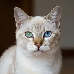 portrait of beautiful european cat with the right eye light blue color and the left eye green color, hyper realistic, hyper detailed, photorealistic, ambient lighting, dlsr