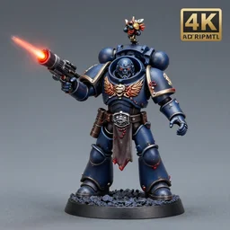8 0 mm resin detailed miniature of a warhammer 4 0 k sauron, bloody, laser gun, product introduction photos, 4 k, full body,