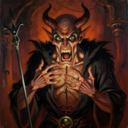 hell demon, dramatic lighting, 1 9 3 0 s fleischer cartoon characters, wild emotional expressions - surreal painting by ronny khalil