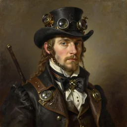 portrait of steampunk matt christman, oil on canvas by william sidney mount