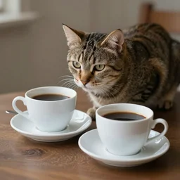 cat and cup of coffee