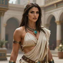 zarya as female amazonian gigachad hero in ancient courtyard, wearing a toga, herculean bulging female muscular figure, beautiful gigachad, soft lighting, highly detailed face!!, sharp focus, artstation, sophie anderson, arnold armitage, loish, thomas kinkade