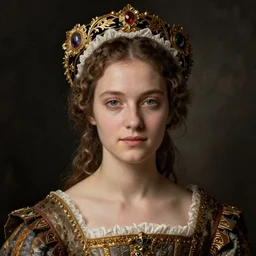portrait of young woman in renaissance dress and renaissance headdress, art by julia margaret cameron