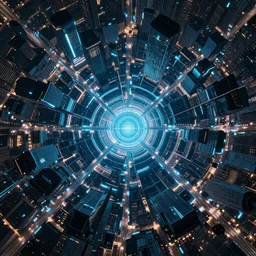 top down view a a cyberpunk city map