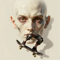 brutal solarpunk macedonian cyber skateboarder portrait flying by giger vasnetsov rutkowski mucha hyperrealism very detailed masterpiece shadows symmetrical expressive eyes well proportioned balanced high resolution artgerm cinematic epic dramatic slow ivory poetic sharp focus shadows highlights
