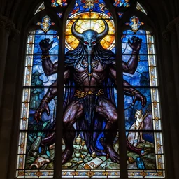 cthulhu is ruler of the earth, stained glass window, cathedral