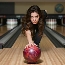 A person plays bowling with a globe