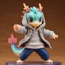 complete figure of dragon wearing comfy clothes, scales, personification, tsurime eyes, tareme eyes, eyes by kon satoshi, ^. ^ eyes, dynamic pose, amiami, aniplex, kotobukiya, beautiful composition, 4 5 mm lens, focal length 2, hdr, medium distance shot