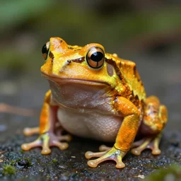 photo orange and { yellow } frog