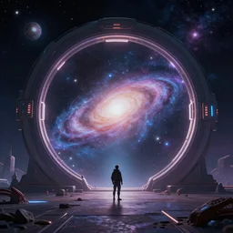 An epic digital art of a newly invented sci-fi portal leading to another galaxy in the style of Afshar Petros, trending on ArtStation